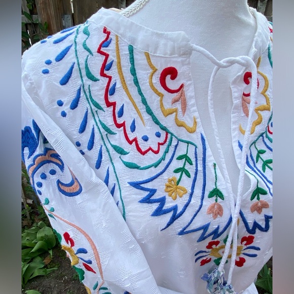 Anthropologie Forever That Girl Embroidered Peplum Blouse size M gorgeous NWT - Picture 8 of 12